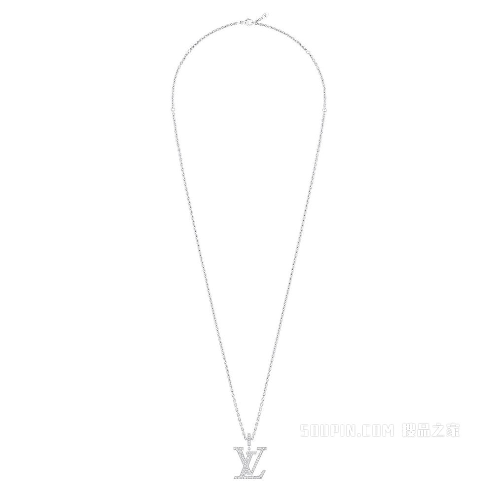 LV Idylle Blossom 大号吊坠项链，白金与钻石