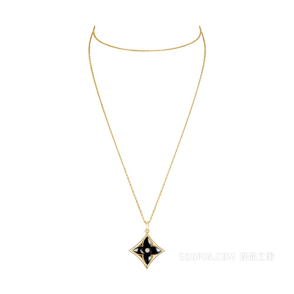 COLOR BLOSSOM XL 18K 金缟玛瑙钻石项链