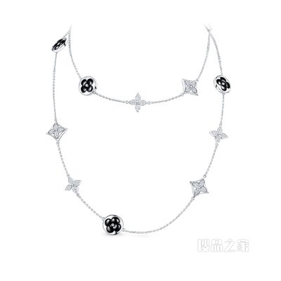 DIAMOND BLOSSOM 项链，白金、缟玛瑙与钻石