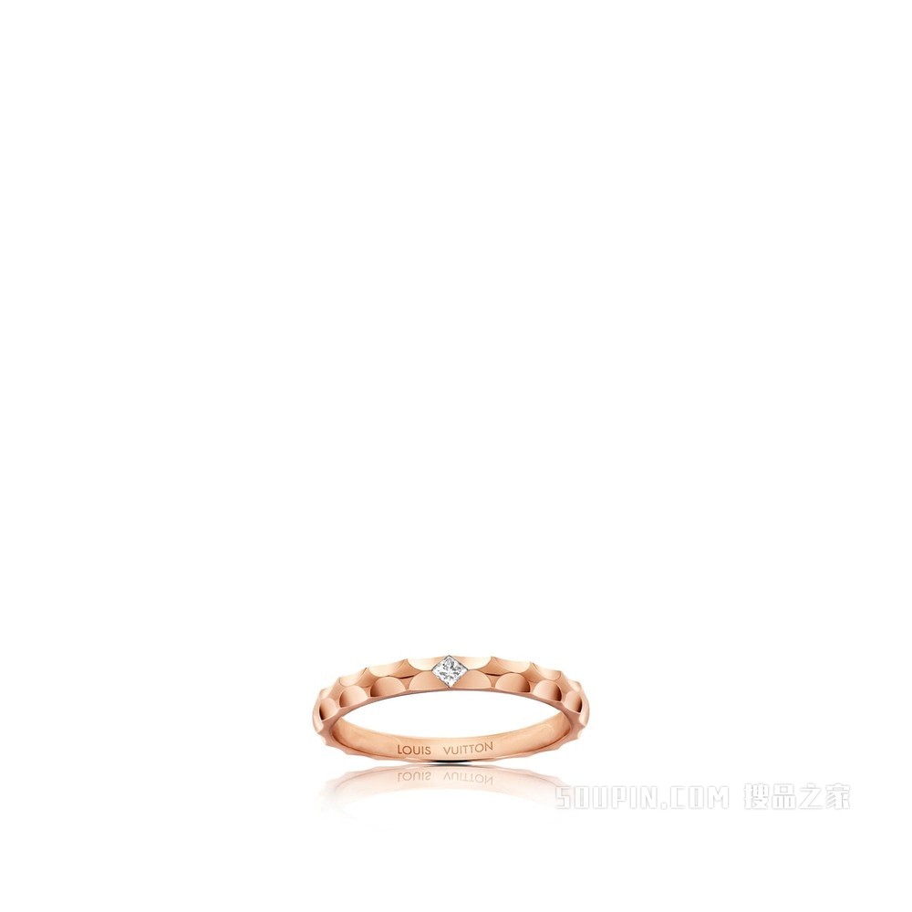 Monogram Infini 婚戒，玫瑰金镶钻和公主方钻
