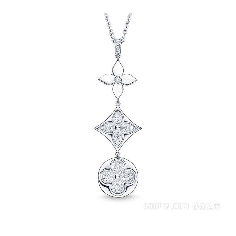 DIAMOND BLOSSOM LARIAT 项链，白金镶钻