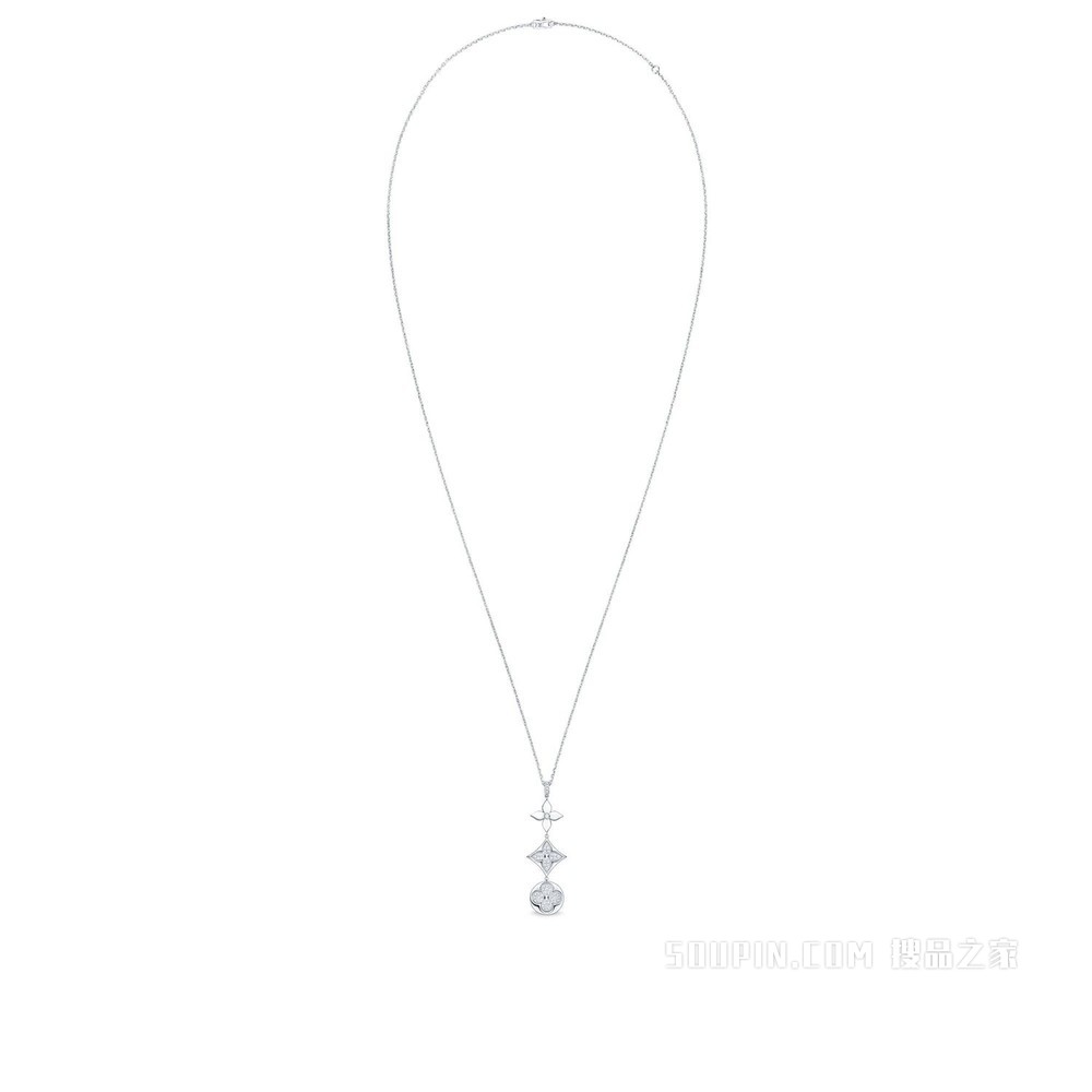 DIAMOND BLOSSOM LARIAT 项链，白金镶钻