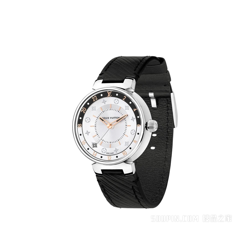 TAMBOUR MOON DUAL TIME BLACK & WHITE 腕表，35 毫米