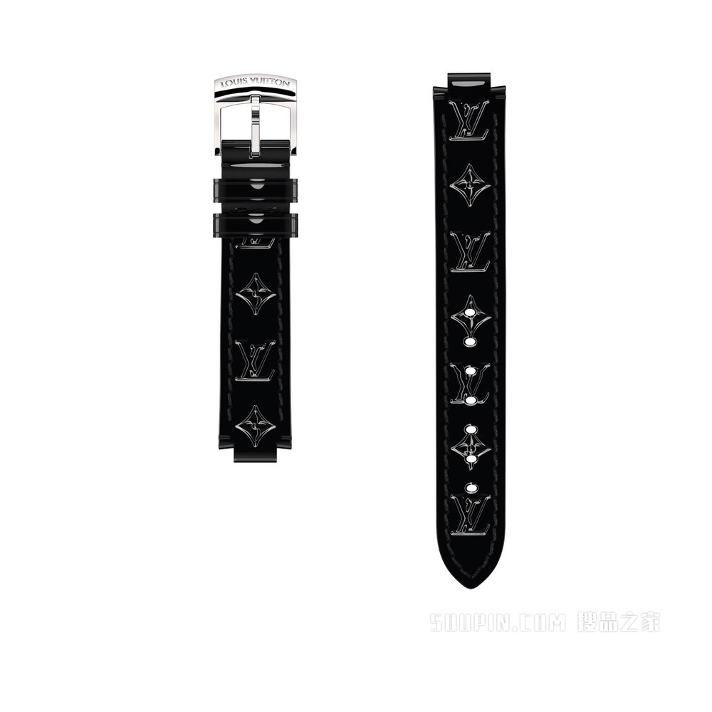 STRAP TAMBOUR MONOGRAM VERNIS NOIR 表带，S/S码