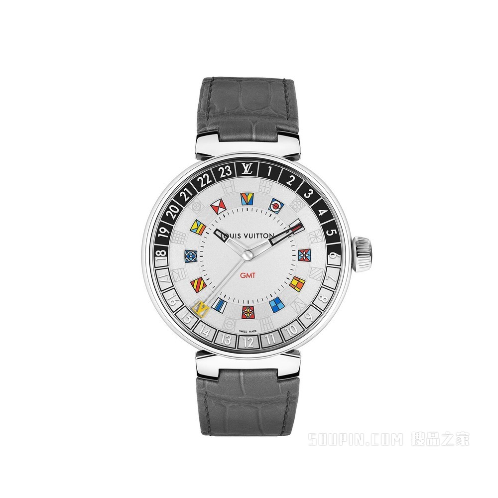 TAMBOUR MOON DUAL TIME SILVER 腕表，44 毫米