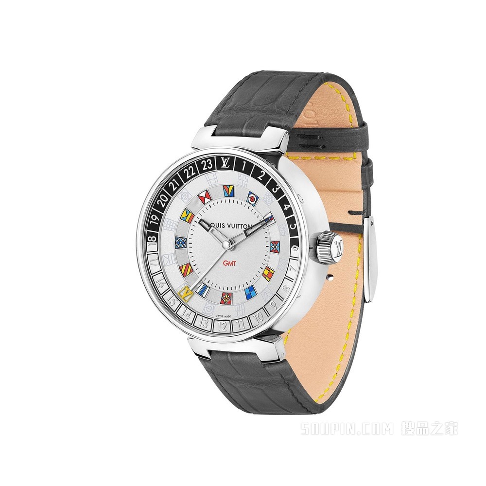 TAMBOUR MOON DUAL TIME SILVER 腕表，44 毫米
