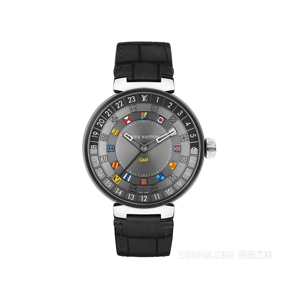TAMBOUR MOON DUAL TIME GRAPHITE 腕表，44 毫米