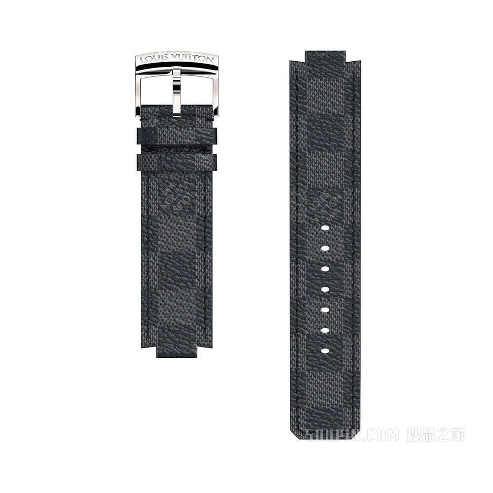 STRAP TAMBOUR CANVAS DAMIER GRAPHITE 表带，L/L码