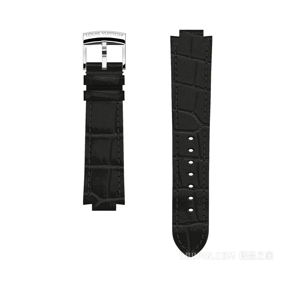 STRAP TAMBOUR ALLIGATOR NOIR 表带，L/L码