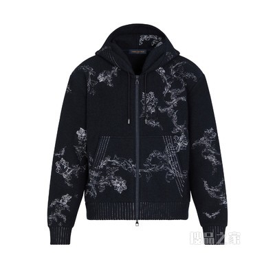 LV 花卉刺绣拉链连帽衫