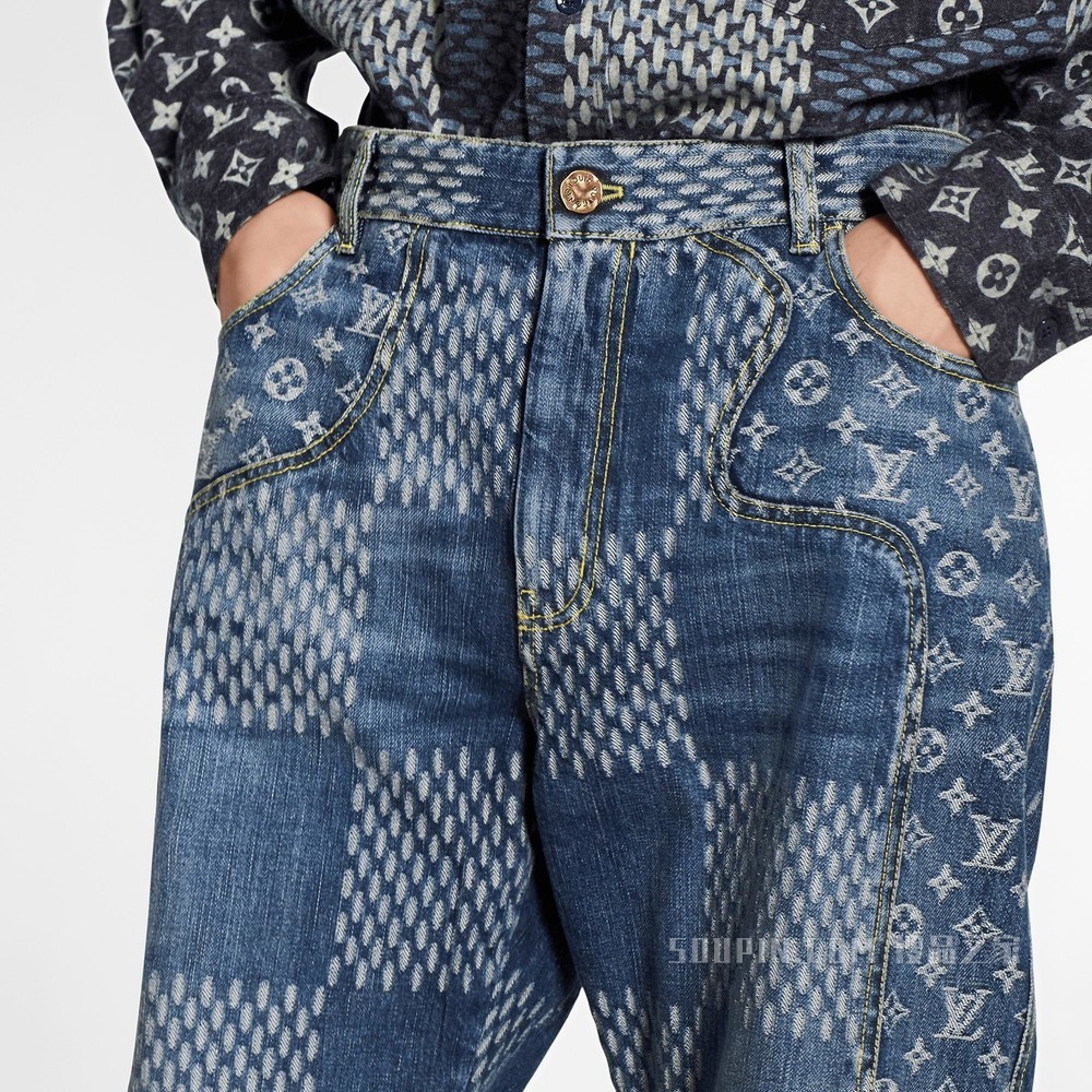 GIANT DAMIER WAVES MONOGRAM 牛仔裤