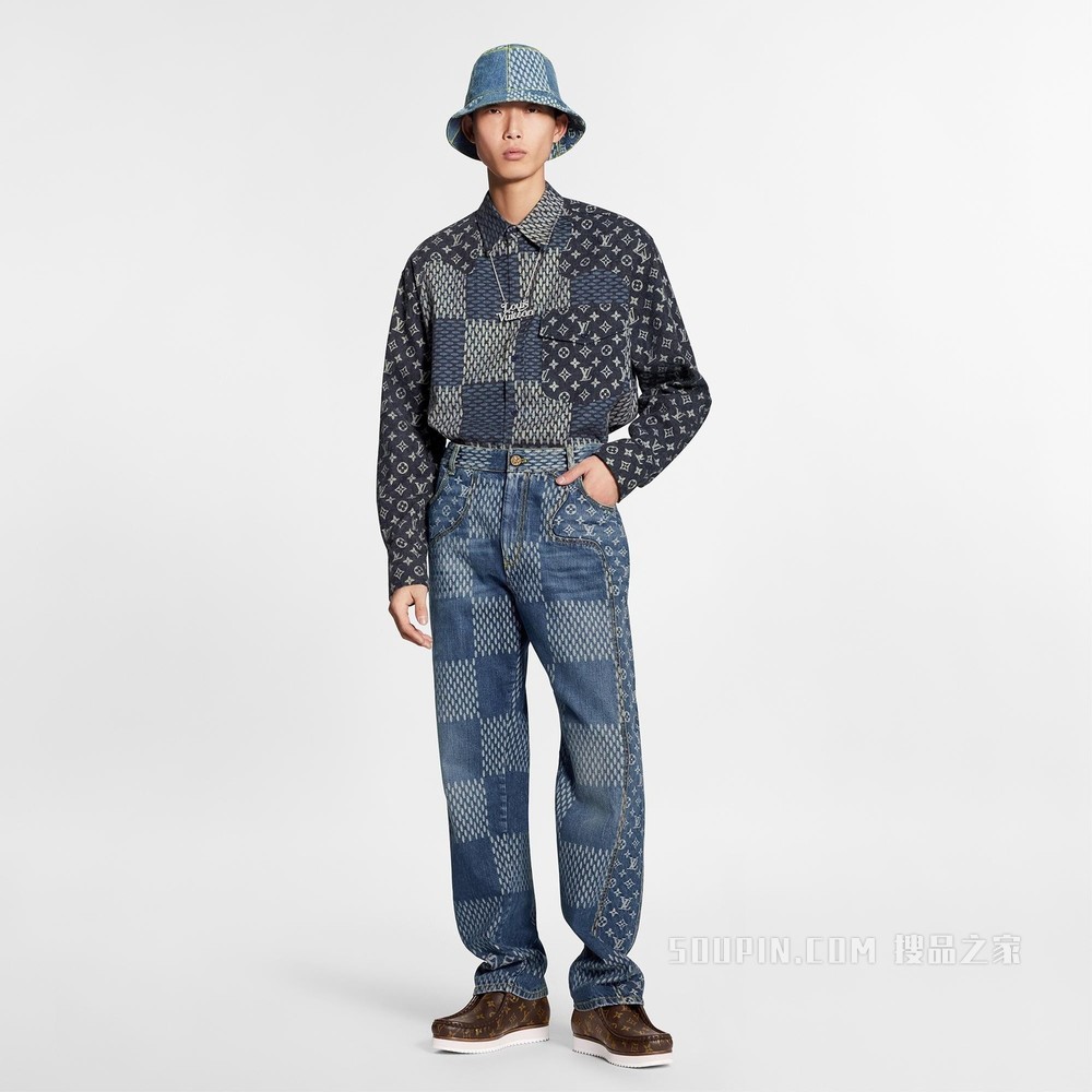 GIANT DAMIER WAVES MONOGRAM 牛仔裤