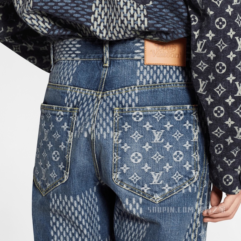 GIANT DAMIER WAVES MONOGRAM 牛仔裤