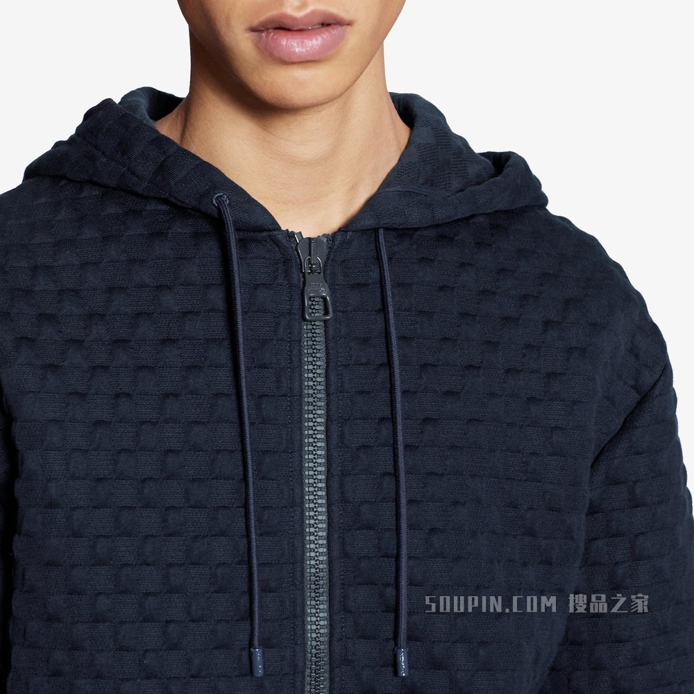 Damier 拉链连帽衫