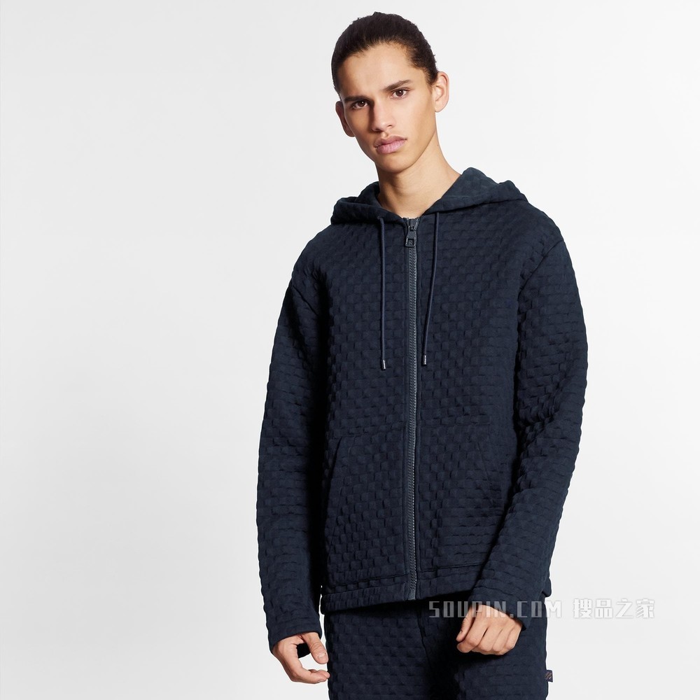 Damier 拉链连帽衫