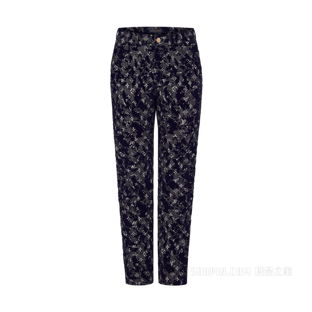 MONOGRAM SEASONAL 植绒印花修身牛仔裤