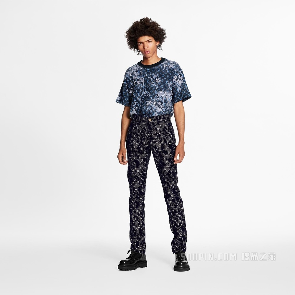 MONOGRAM SEASONAL 植绒印花修身牛仔裤