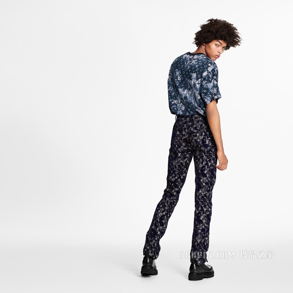 MONOGRAM SEASONAL 植绒印花修身牛仔裤