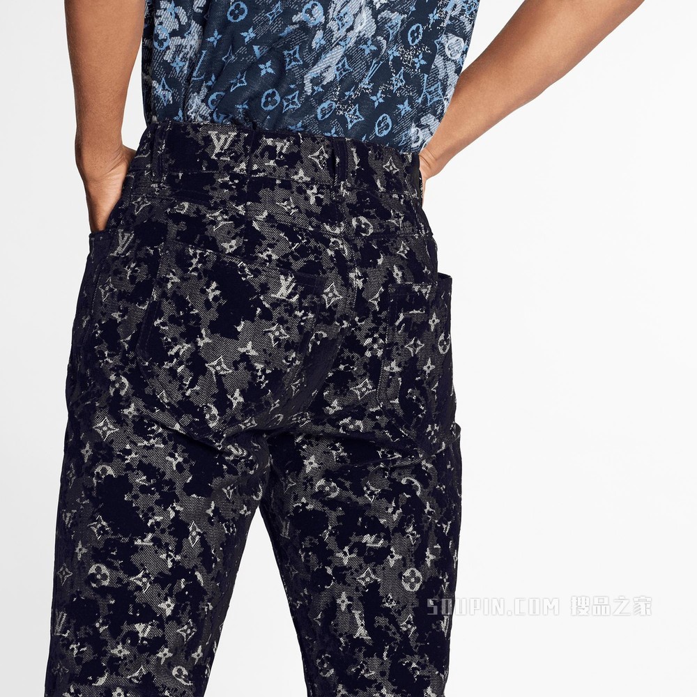 MONOGRAM SEASONAL 植绒印花修身牛仔裤