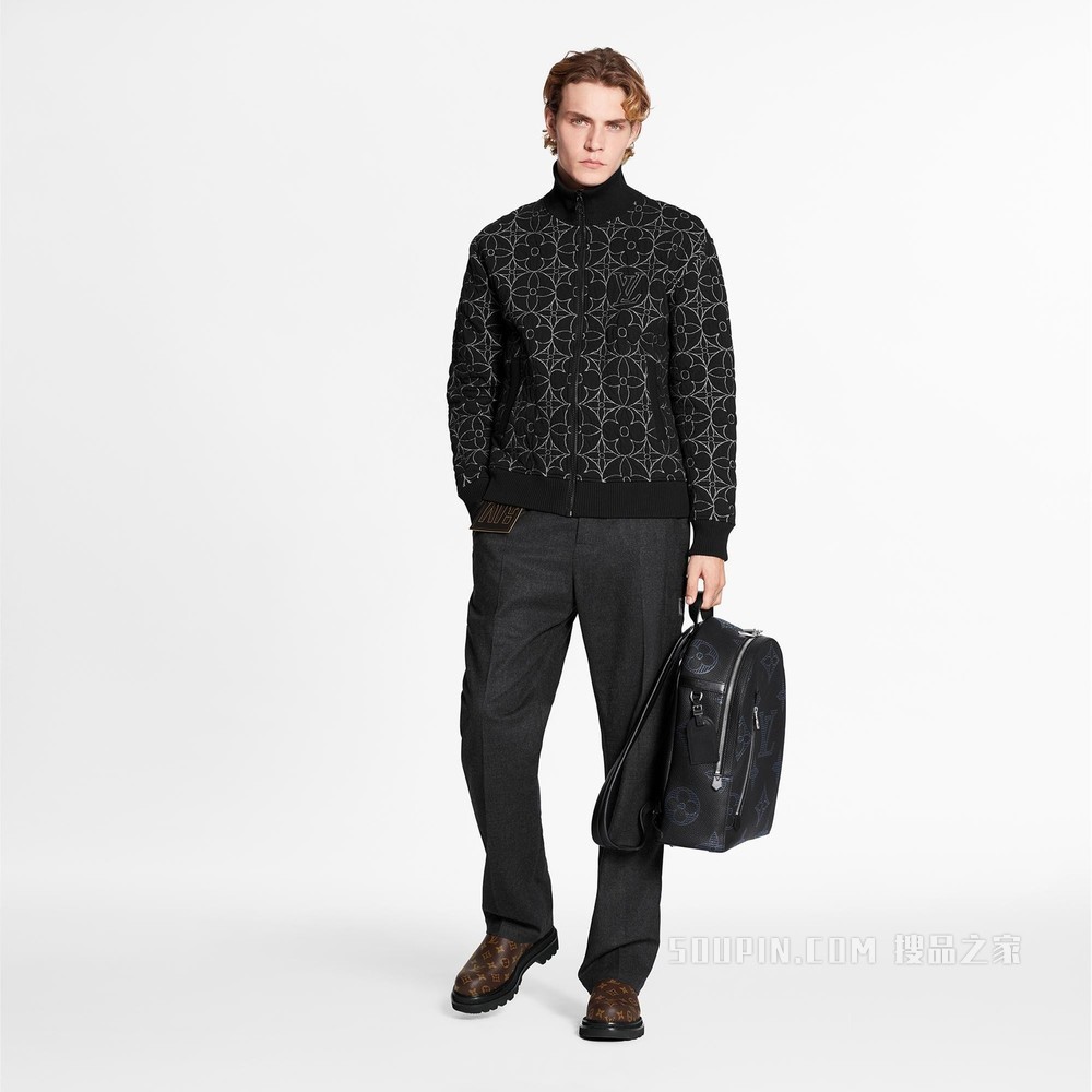 MONOGRAM 花卉拉链束腰夹克