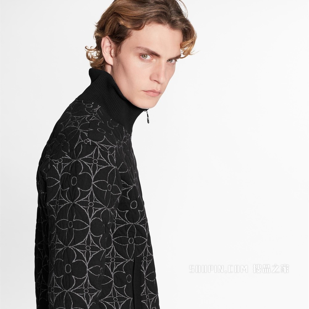 MONOGRAM 花卉拉链束腰夹克