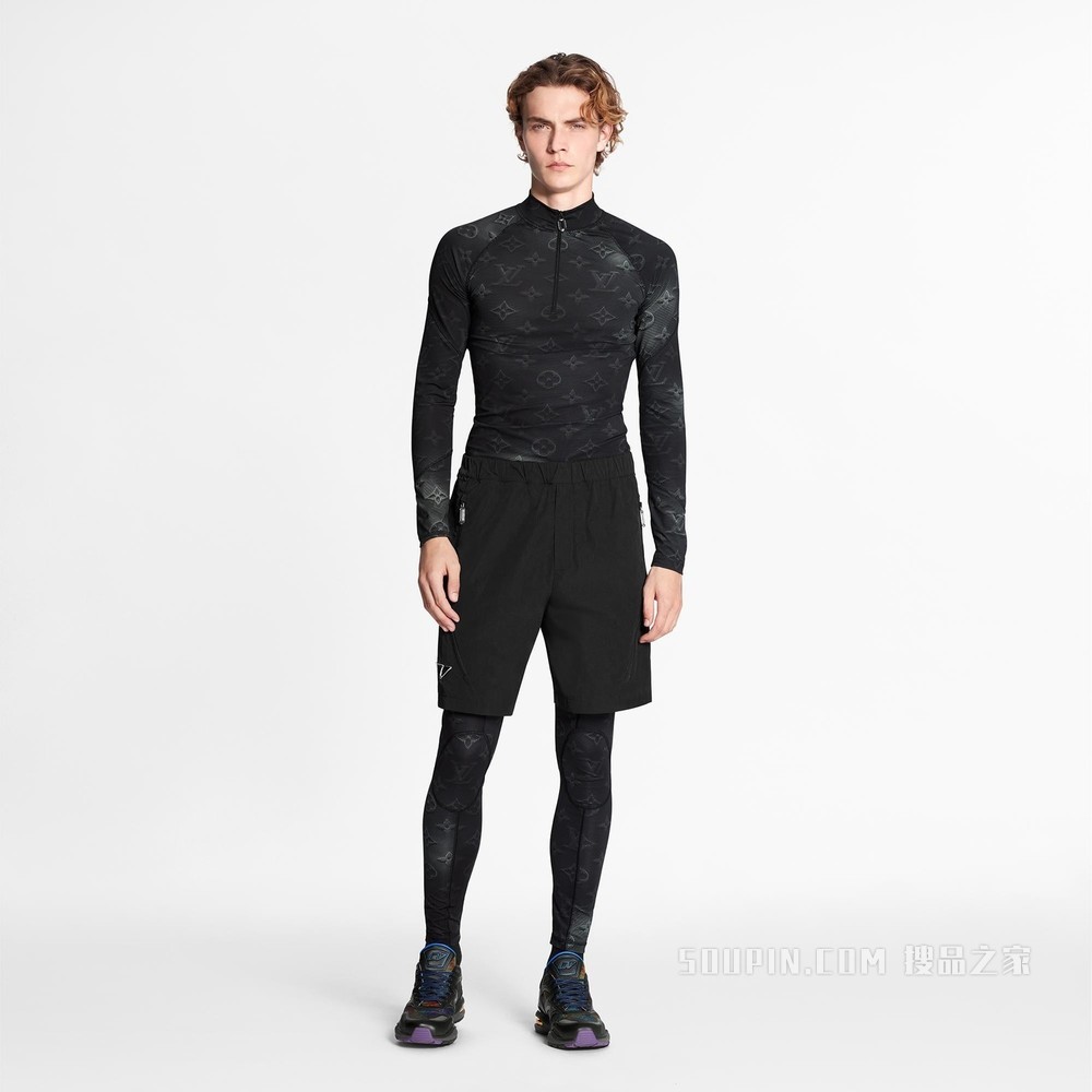 科技印花半拉链长袖上衣