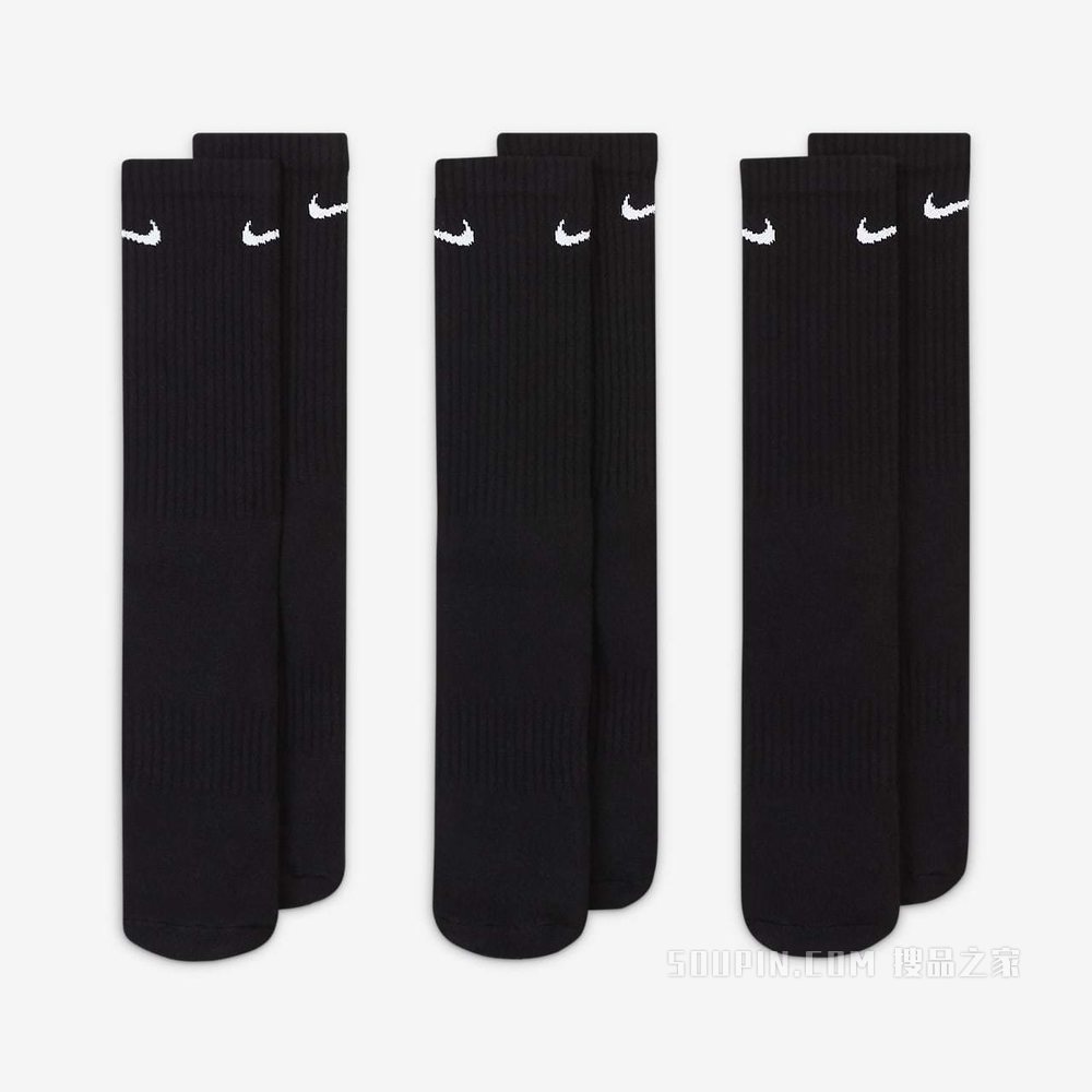 Nike Everyday Cushioned Crew 训练袜（3 双）