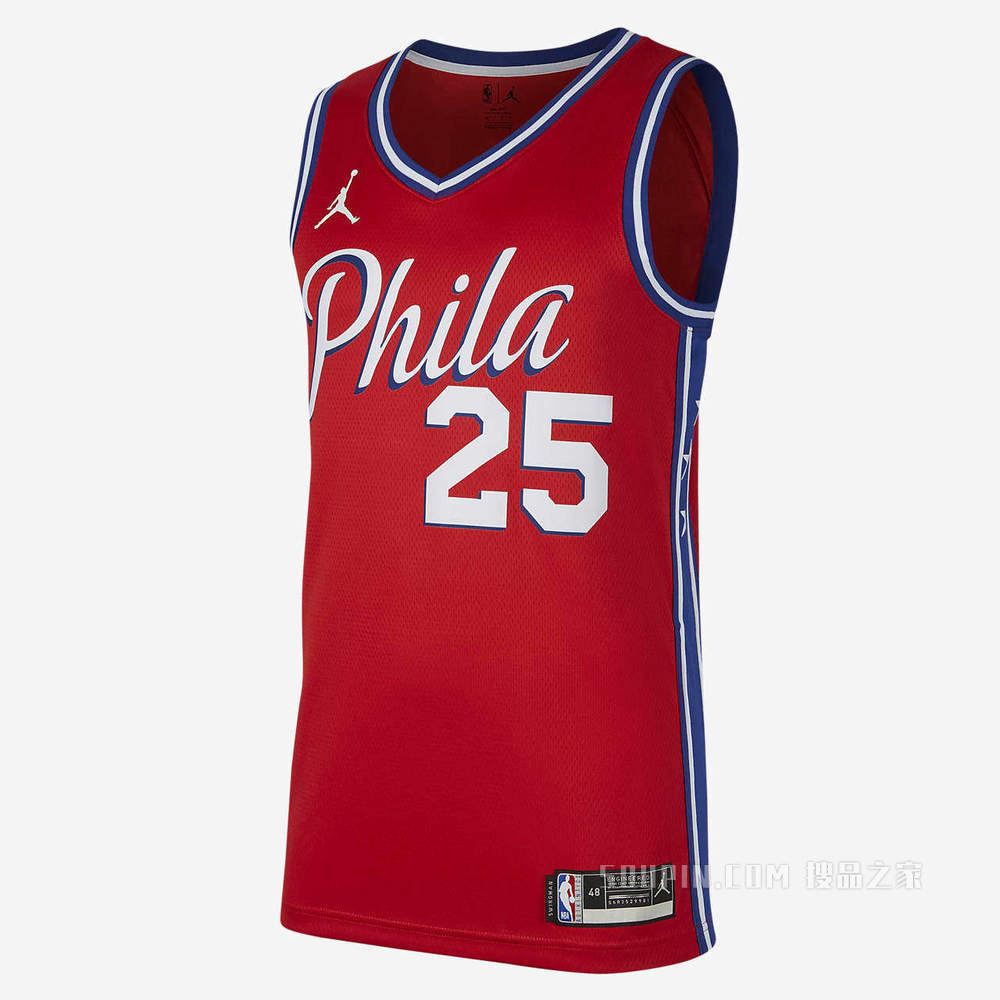 2020 赛季费城 76 人队 (Ben Simmons) Statement Edition Jordan NBA Swingman Jersey 男子球衣