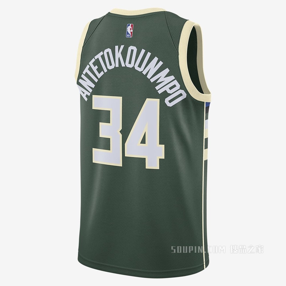 2020 赛季密尔沃基雄鹿队 (Giannis Antetokounmpo) Icon Edition Nike NBA Swingman Jersey 男子球衣