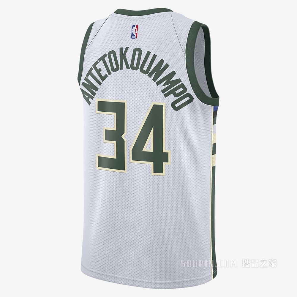 2020 赛季密尔沃基雄鹿队 (Giannis Antetokounmpo) Association Edition Nike NBA Swingman Jersey 男子球衣