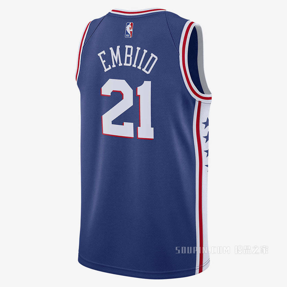 2020 赛季费城 76 人队 (Joel Embiid) Icon Edition Nike NBA Swingman Jersey 男子球衣