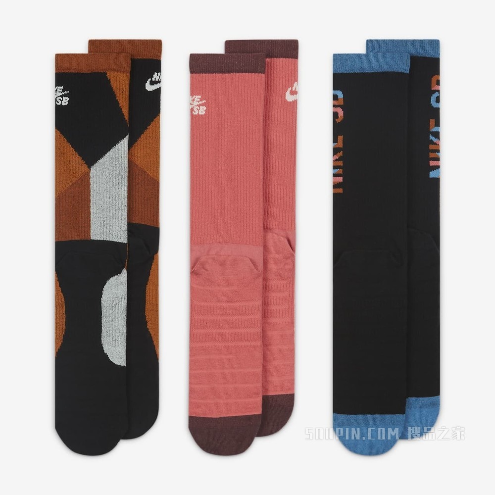Nike SB Everyday Max Lightweight Crew 滑板运动袜（3 双）