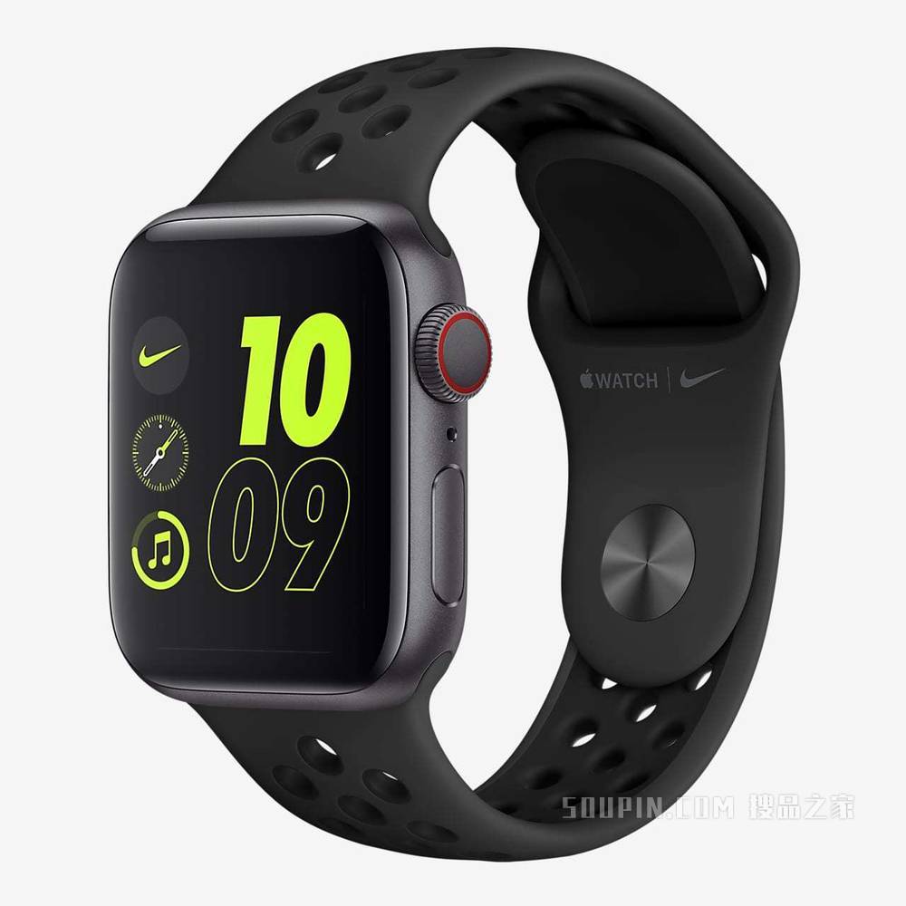 Apple Watch Nike SE（GPS + 蜂窝网络）搭配 Nike 运动表带 44 毫米深空灰色表壳