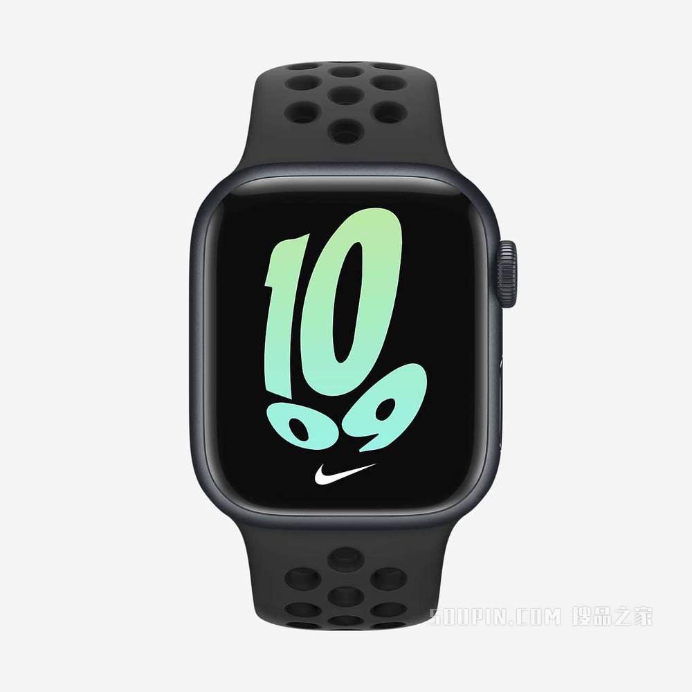 Apple Watch Series 7（GPS + 蜂窝网络）搭配 Nike 运动表带 41 毫米午夜色铝金属表壳