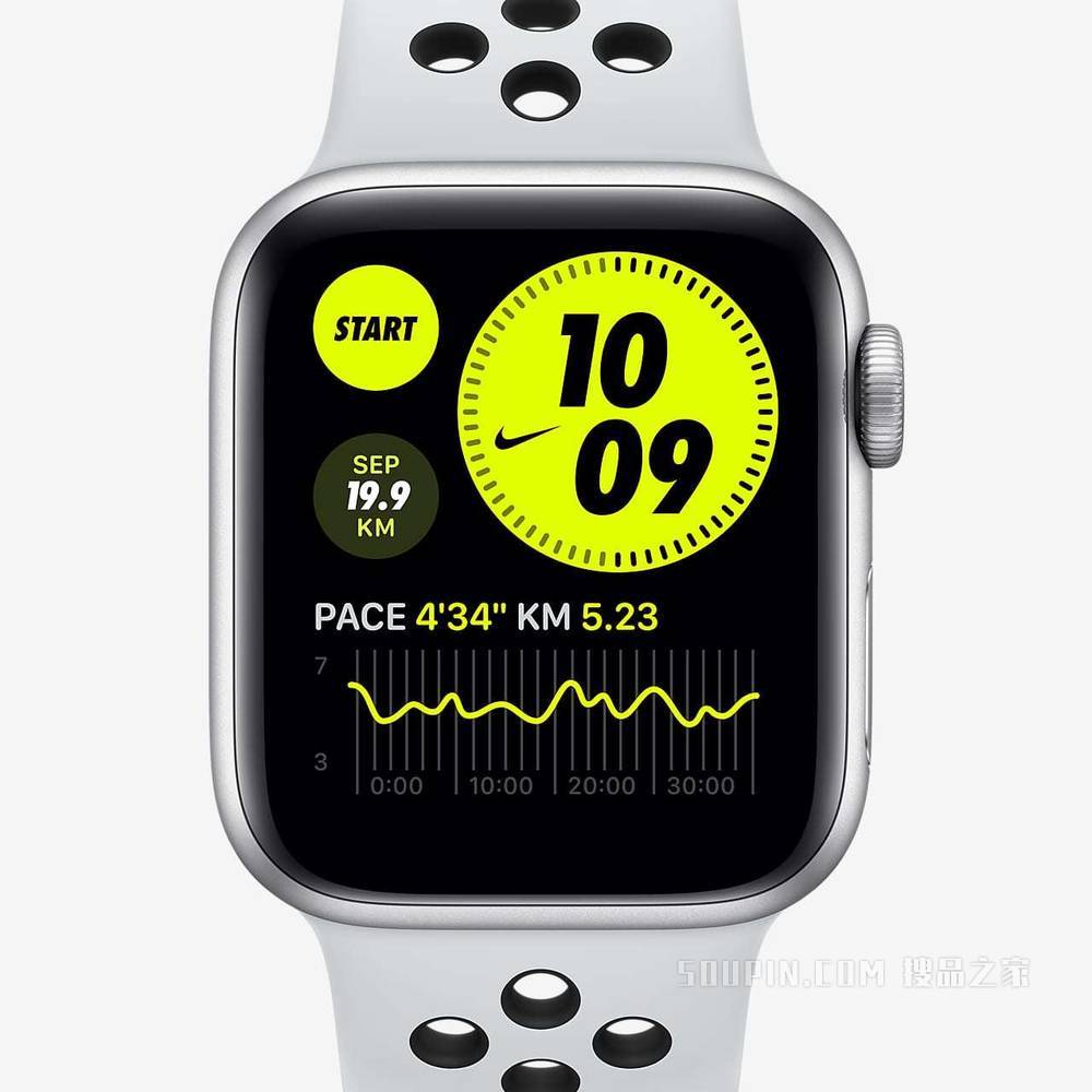 Apple Watch Nike Series 6 (GPS) 搭配 Nike 运动表带 40 毫米银色铝金属表壳