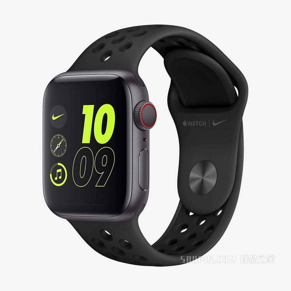 Apple Watch Nike Series 6（GPS + 蜂窝网络）搭配 Nike 运动表带 40 毫米深空灰色铝金属表壳
