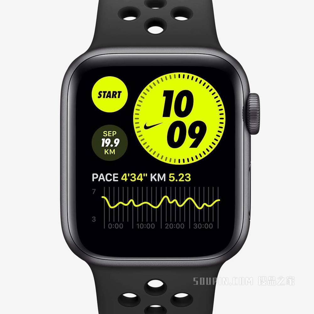 Apple Watch Nike Series 6 (GPS) 搭配 Nike 运动表带 40 毫米深空灰色铝金属表壳