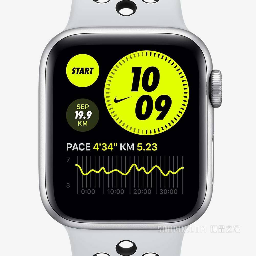 Apple Watch Nike Series 6 (GPS) 搭配 Nike 运动表带 44 毫米银色铝金属表壳