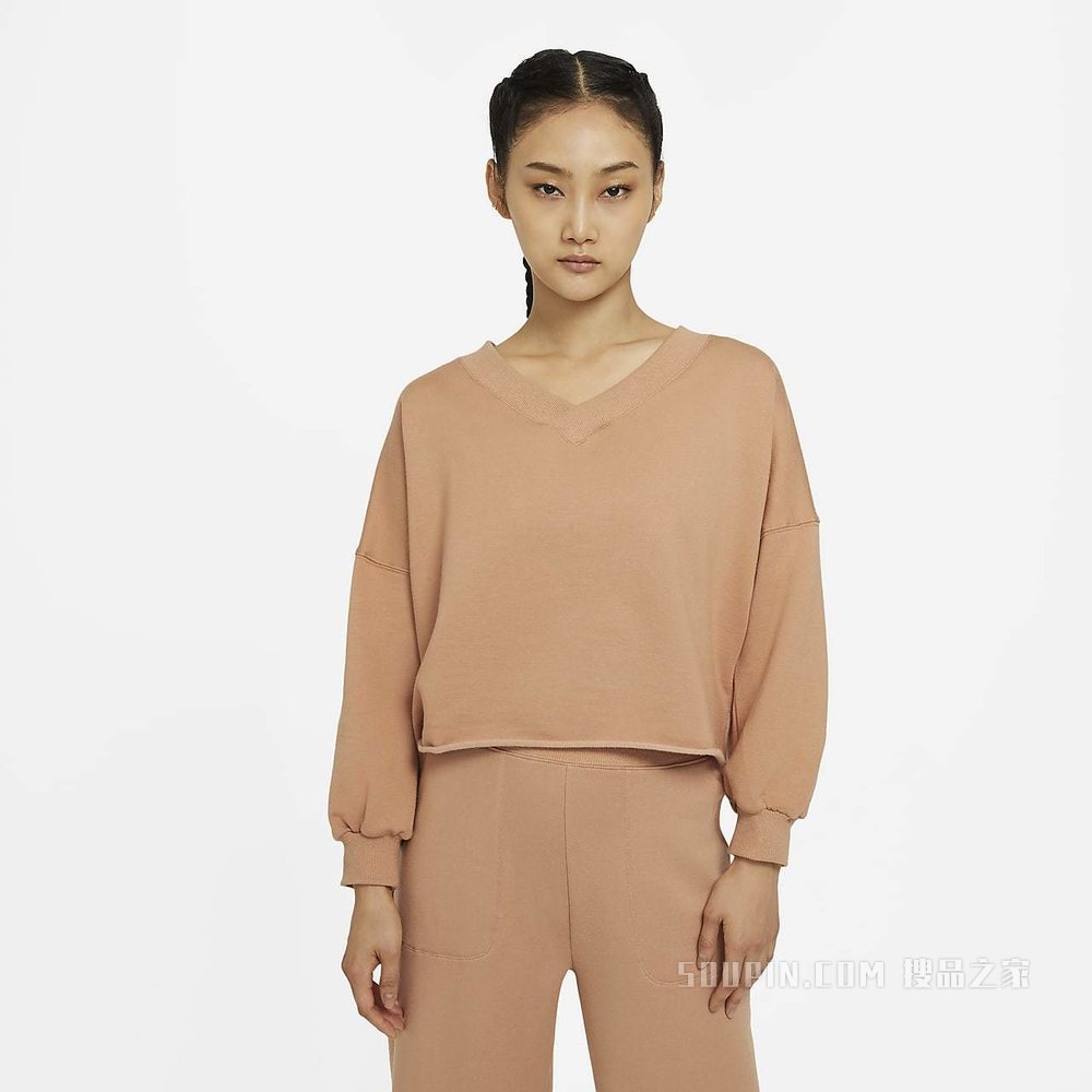 Nike Yoga Luxe 女子起绒 V 领上衣