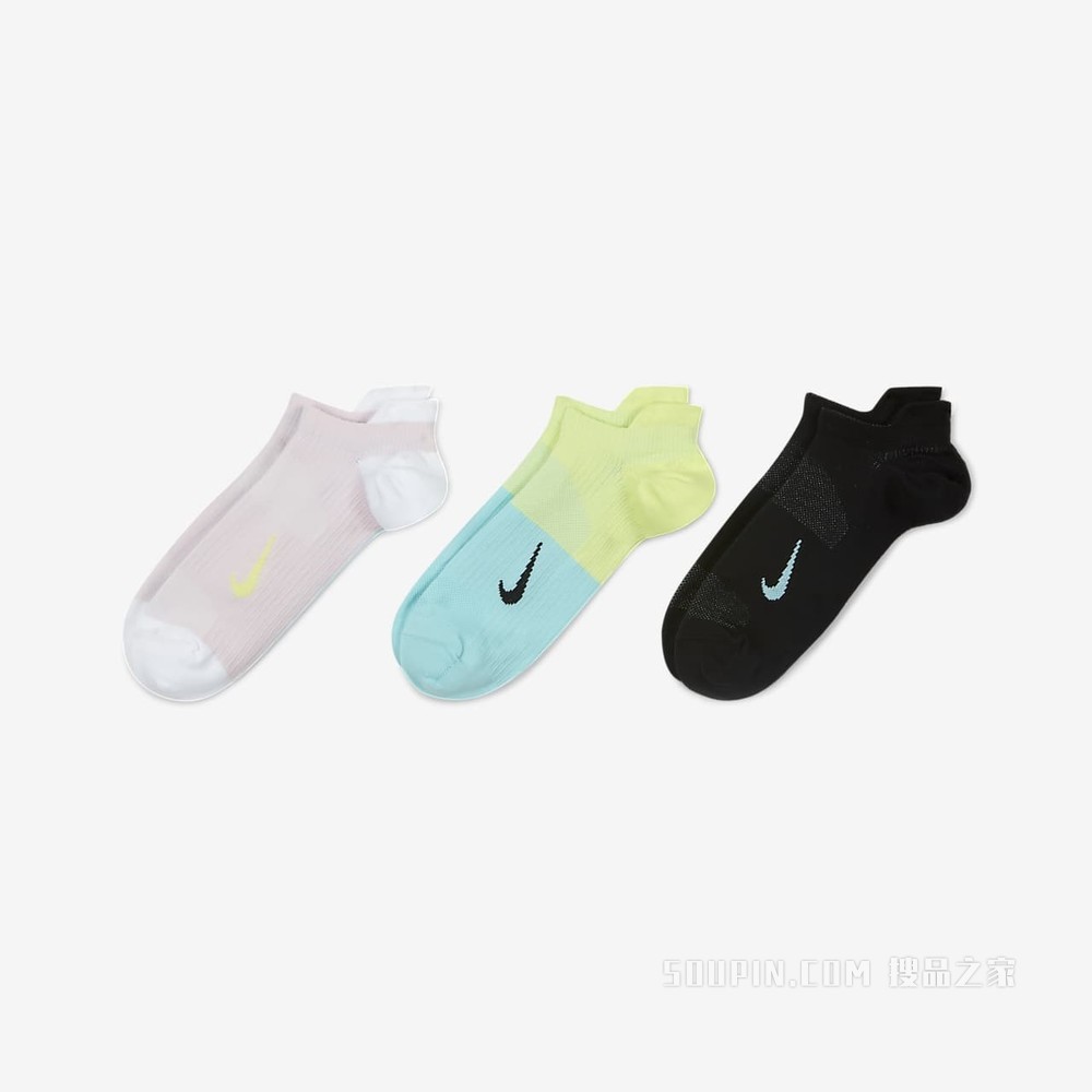 Nike Everyday Plus Lightweight No-Show 女子训练袜（3 双）