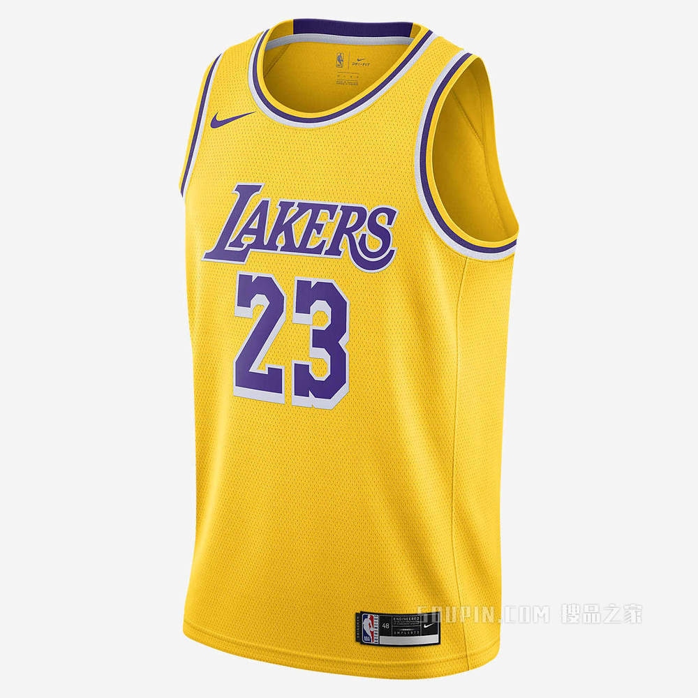 2020 赛季洛杉矶湖人队 (LeBron James) Icon Edition Nike NBA Swingman Jersey 男子球衣
