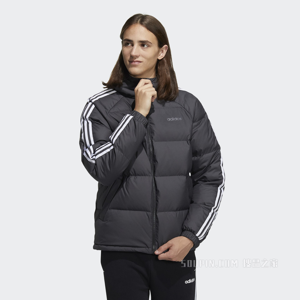 adidas neo M DWN REV JKT 新款冬季运动两面穿白鸭绒羽绒服