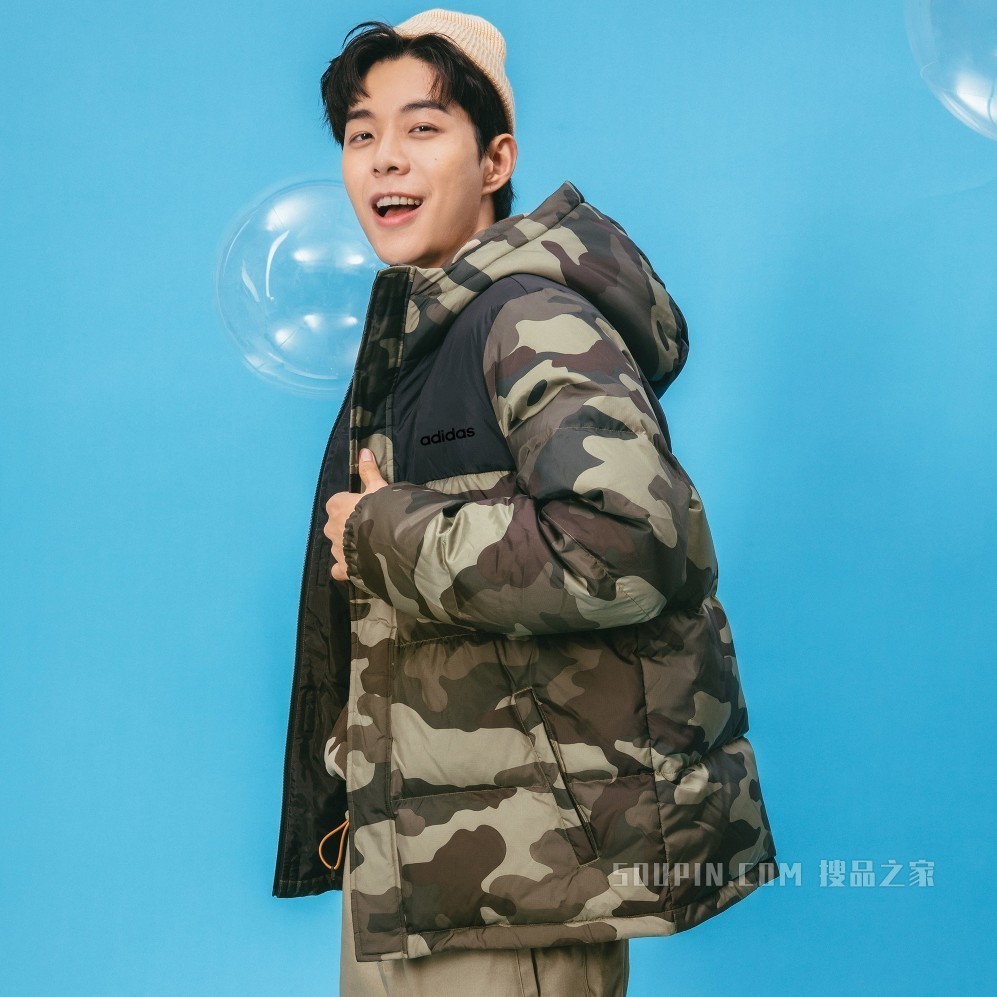 adidas neo M DWN CAMO PUFF 鸭绒羽绒服