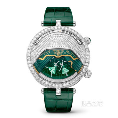 Poetic Complications诗意复杂功能腕表系列，Lady Arpels Ballerine Musicale Emeraude腕表