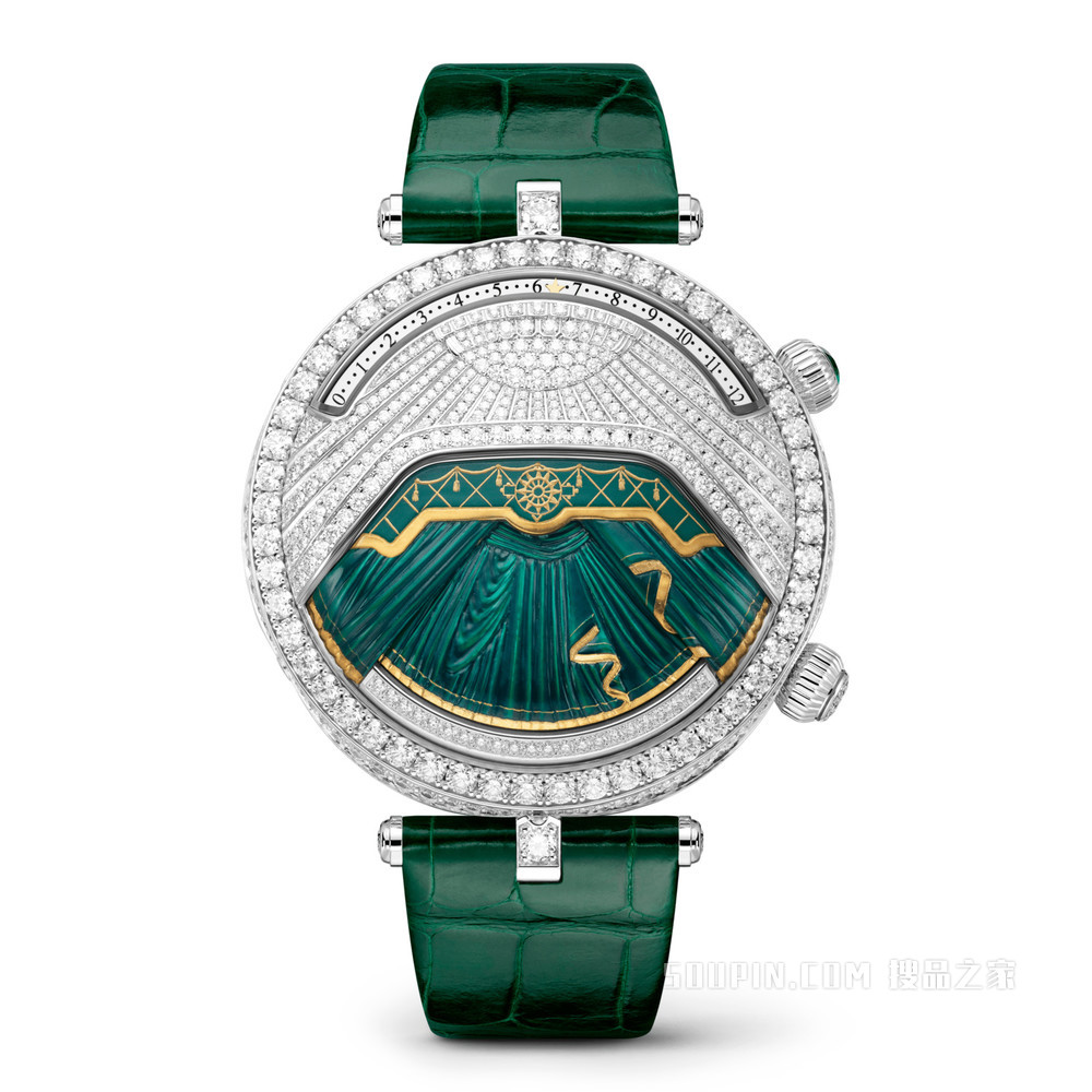 Poetic Complications诗意复杂功能腕表系列，Lady Arpels Ballerine Musicale Emeraude腕表