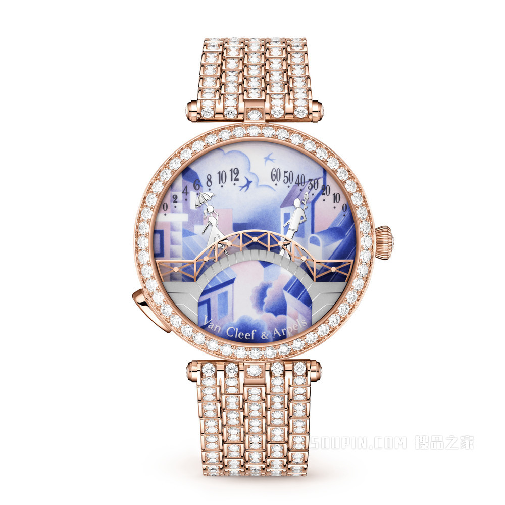 Poetic Complications®诗意复杂功能腕表系列，Lady Arpels Pont des Amoureux Jour腕表