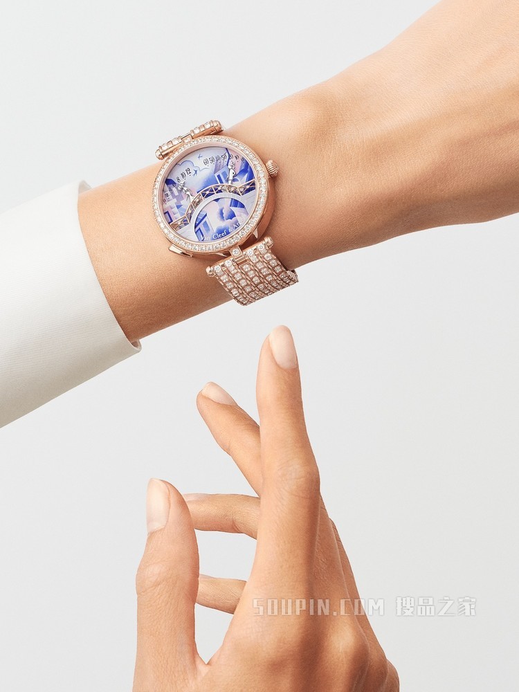 Poetic Complications®诗意复杂功能腕表系列，Lady Arpels Pont des Amoureux Jour腕表