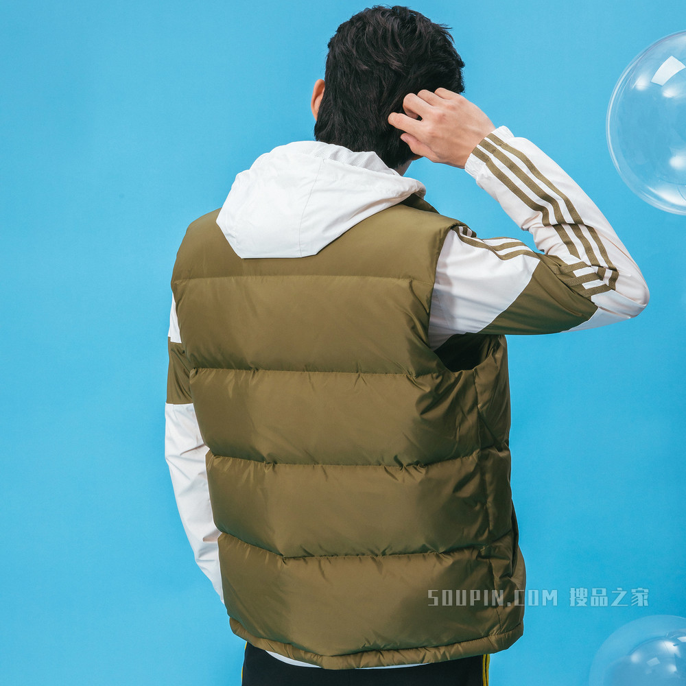 adidas neo M SW DWN VEST 冬季鸭绒羽绒马甲背心