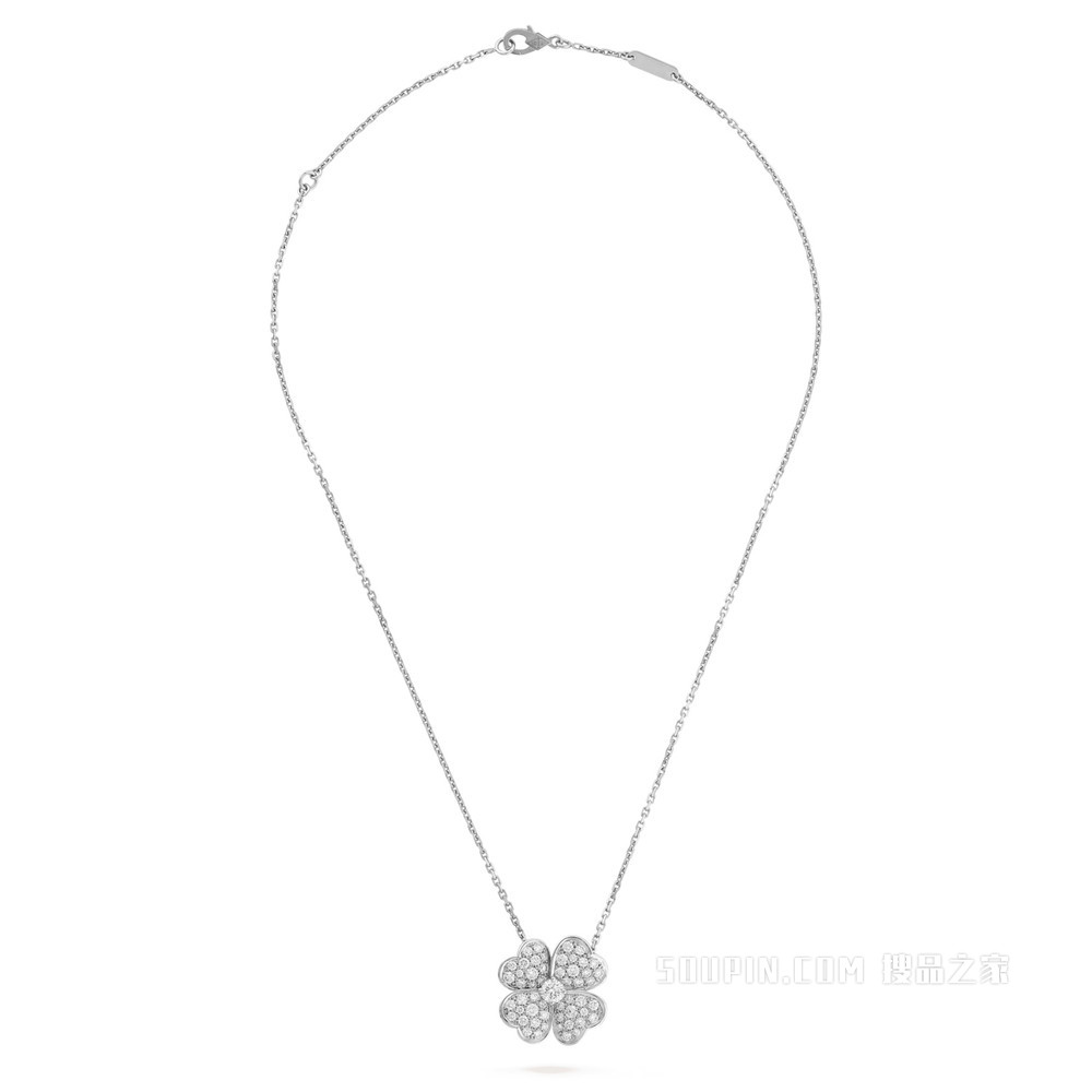Cosmos胸针吊坠，中号款式，白K金，钻石