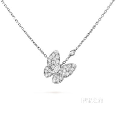 Two Butterfly吊坠，白K金，钻石